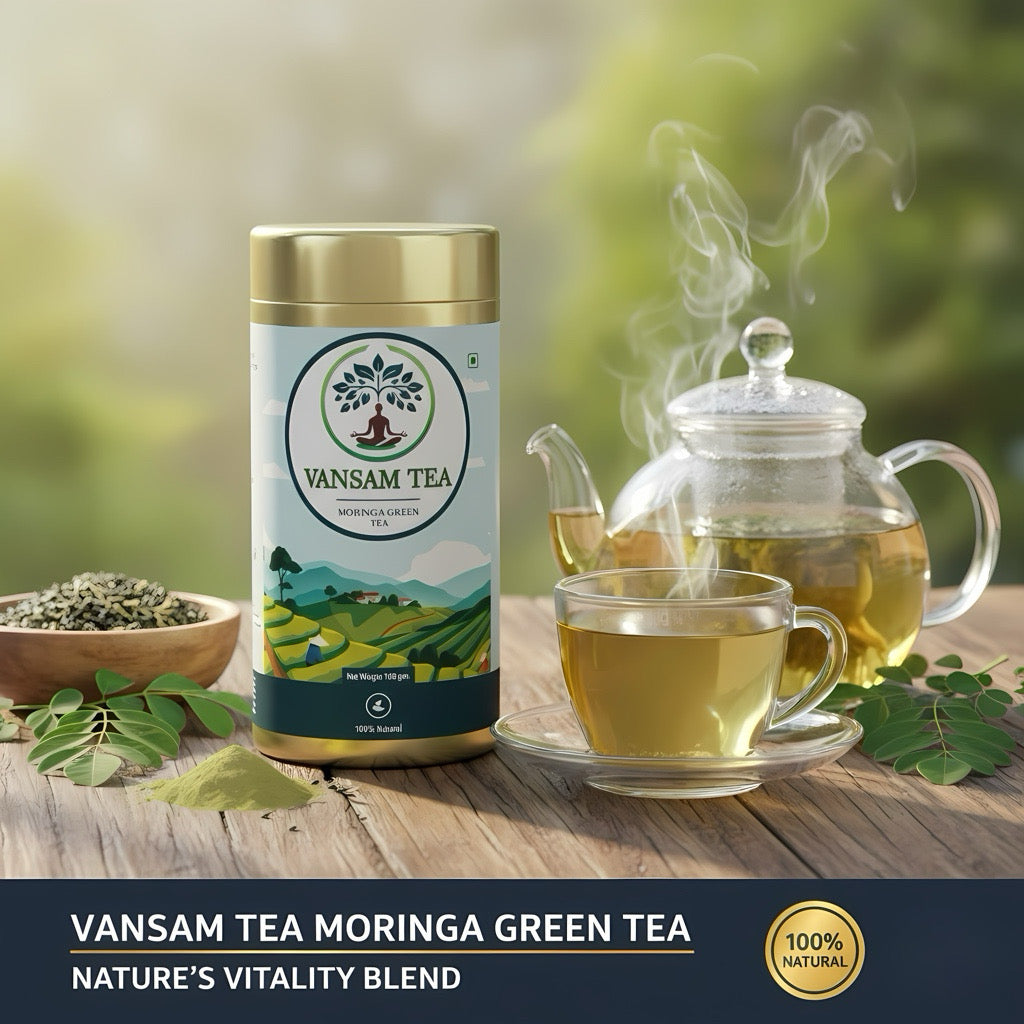Vansam Tea – Moringa Green Tea | 100% Natural Herbal Tea | Rich in Antioxidants | Boosts Immunity & Metabolism | 100gm Loose Leaf