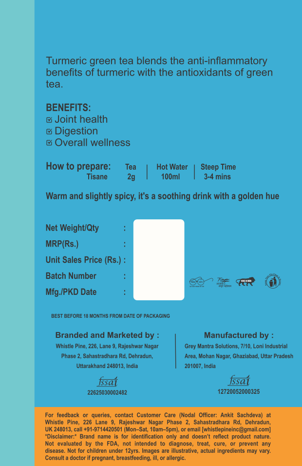 Vansam Tea – Turmeric Green Tea | Natural Anti-Inflammatory Herbal Blend | Supports Immunity, Digestion & Detox | 100% Pure Ingredients | 100gm Loose Leaf