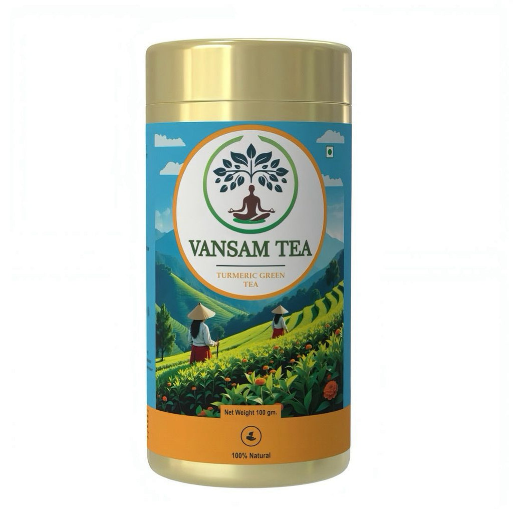 Vansam Tea – Turmeric Green Tea | Natural Anti-Inflammatory Herbal Blend | Supports Immunity, Digestion & Detox | 100% Pure Ingredients | 100gm Loose Leaf