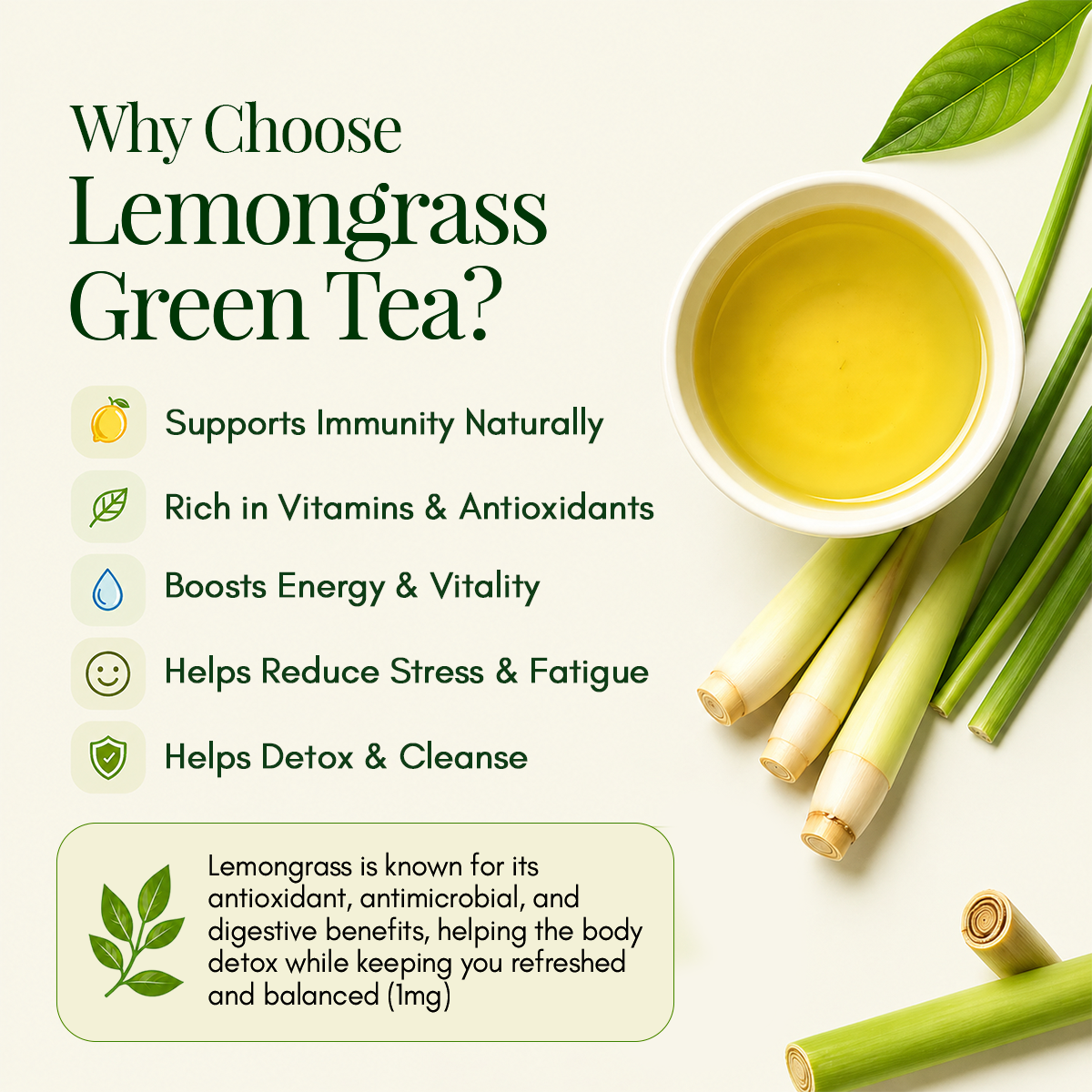 Vansam Tea – Lemongrass Green Tea | Refreshing Herbal Blend for Digestion, Detox & Immunity | 100% Natural Ingredients | 100gm Loose Leaf