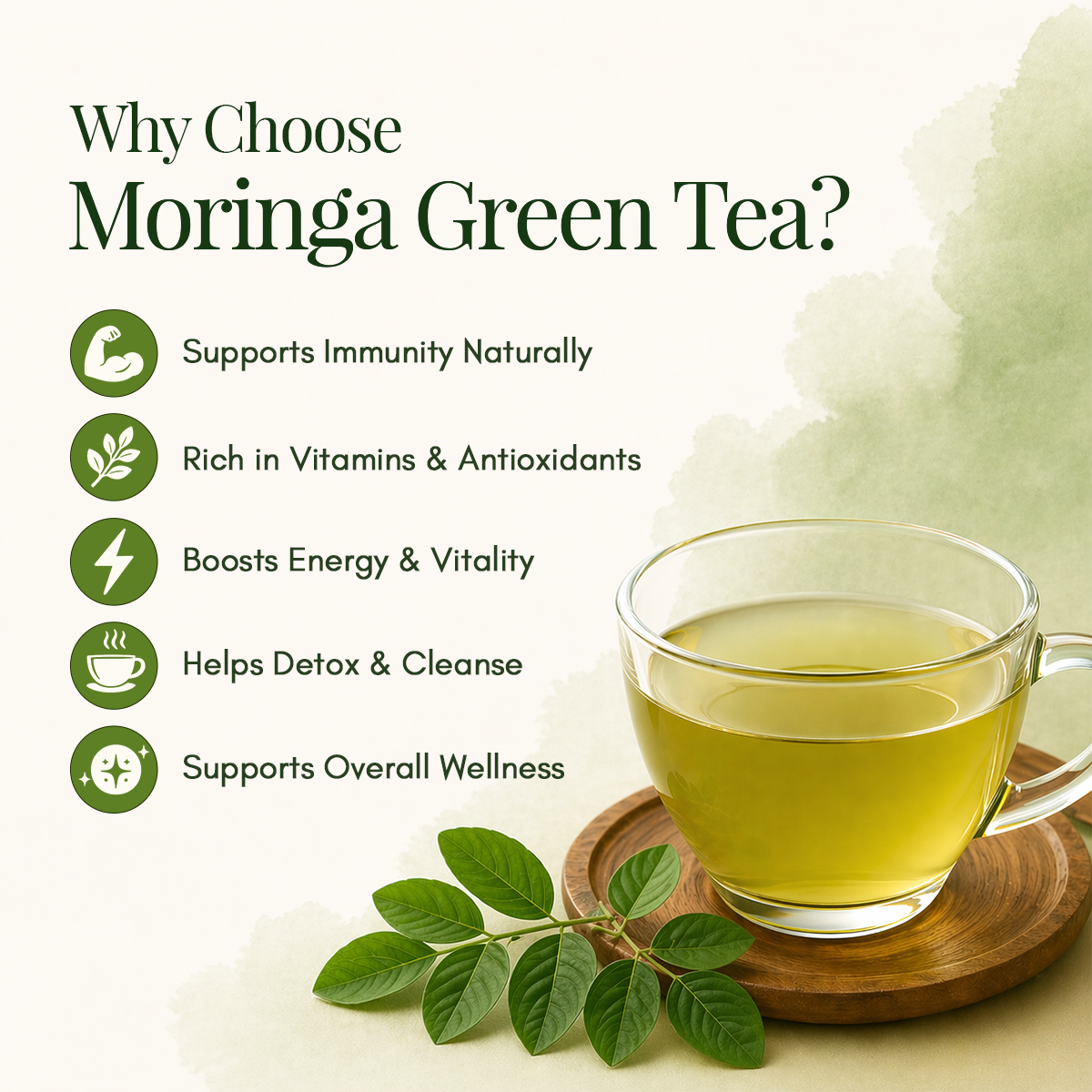 Vansam Tea – Moringa Green Tea | 100% Natural Herbal Tea | Rich in Antioxidants | Boosts Immunity & Metabolism | 100gm Loose Leaf
