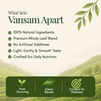 Vansam Tea – Chamomile Green Tea | Calming Herbal Blend for Relaxation & Better Sleep | 100% Natural Ingredients | Light Caffeine | 100gm Loose Leaf